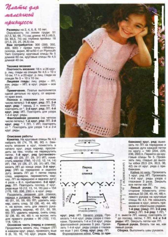 Summer sundress on knitting needles for a girl 3-4 years old