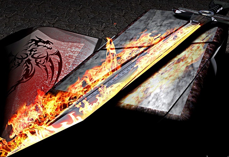 Fiery sword as a symbol of the day