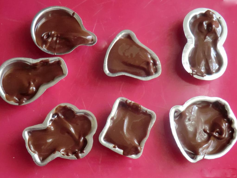 Melted chocolate in forms