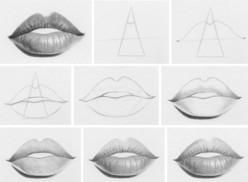 Cara menggambar bibir: langkah demi langkah