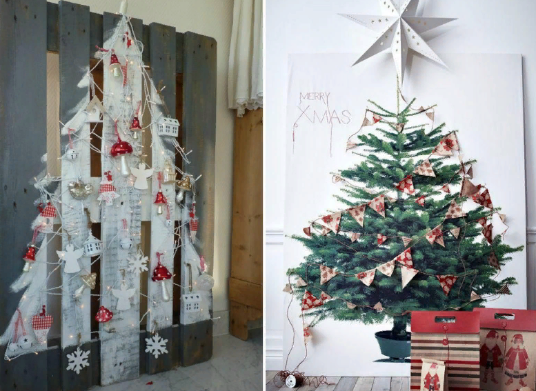 Božično drevo na steni z lastnimi rokami