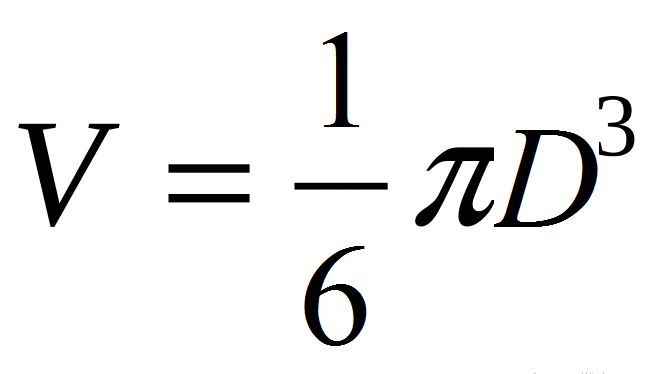 La formule pour calculer le volume de la balle si le diamètre D de la balle est connu