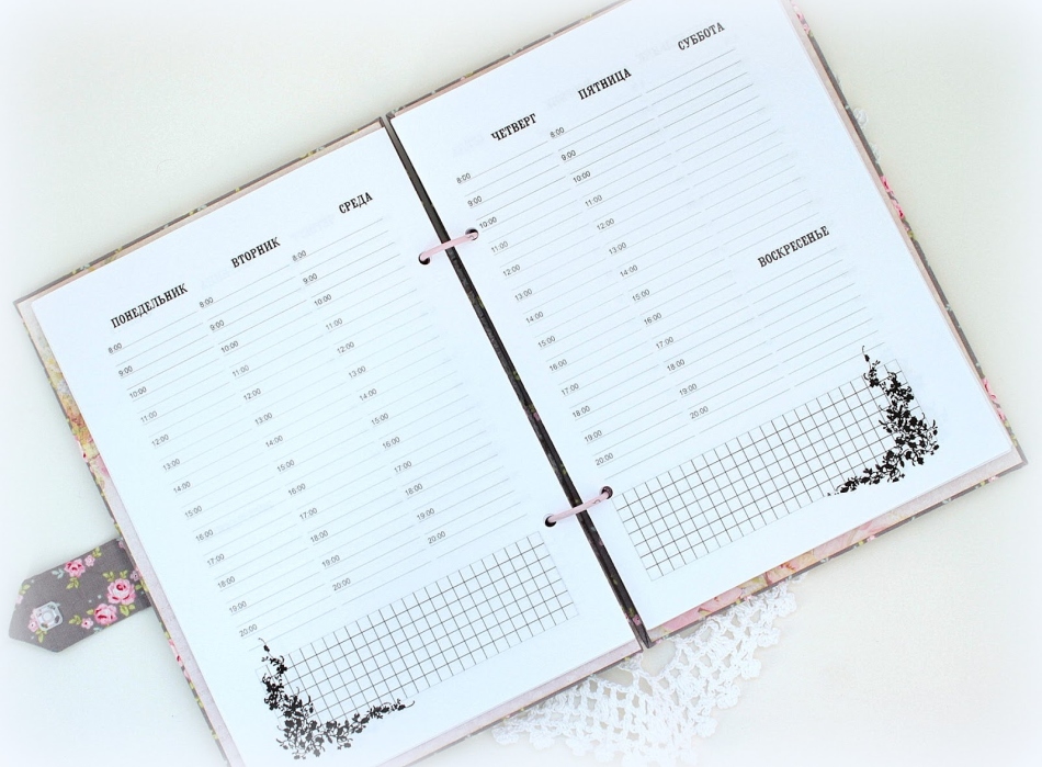 Such a marking of the diary is very convenient not only by the days of the week, but also by the hour
