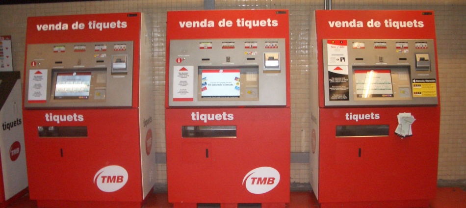 Ticket sales machines in the Barcelona metro