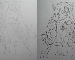 How to draw an anime cat woman, girl and girl in stages - head and full growth?