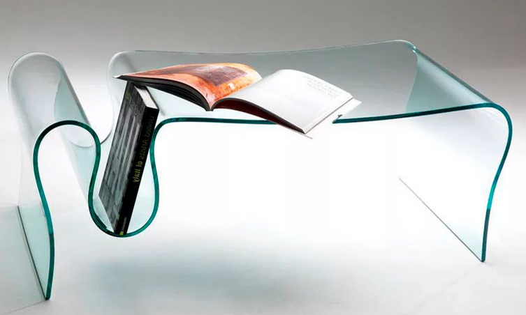 Visualization in the interior - bent glass furniture