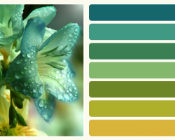 Green shades: palette, names of flowers, photo
