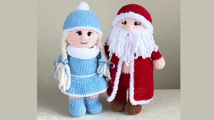 Knitted Santa Claus and Snow Maiden