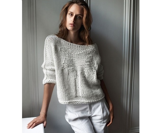 Fashionable female jumper knitting