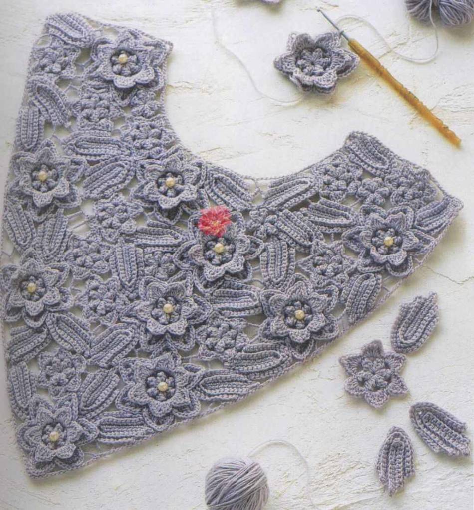 Elements of Irish lace are attached on the grid