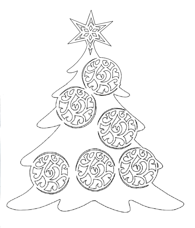 Schablonen von Weihnachtsbäumen mit interessanten Tops, Beispiel 3