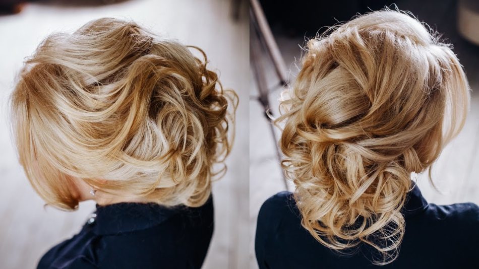 Style élégant pour les cheveux courts bouclés sous la forme d'un paquet