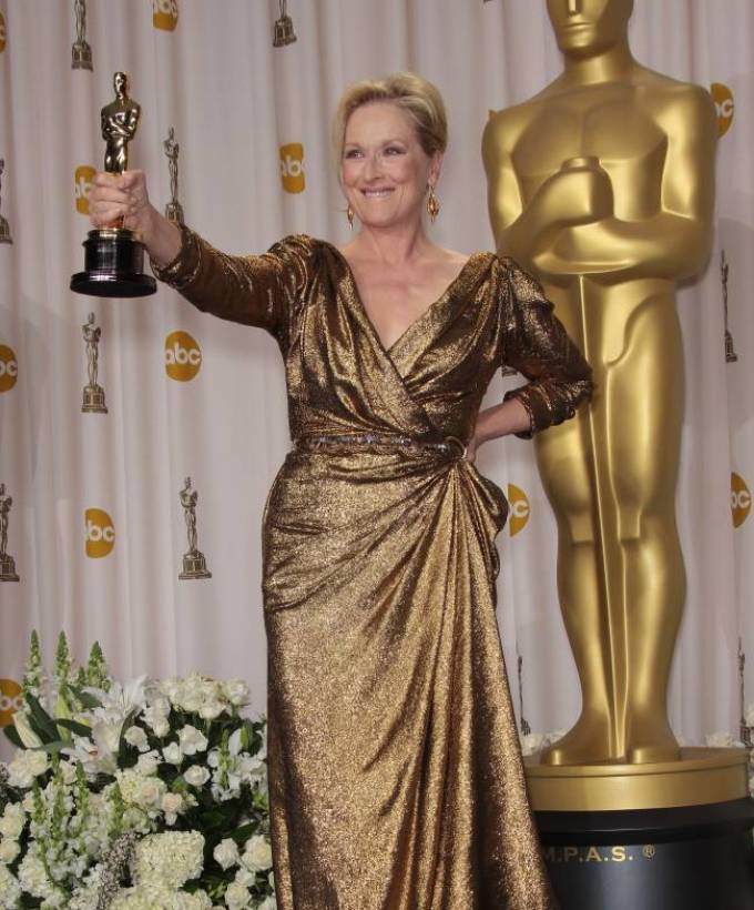 Meril Streep ในชุดเดรสผ้าม่าน