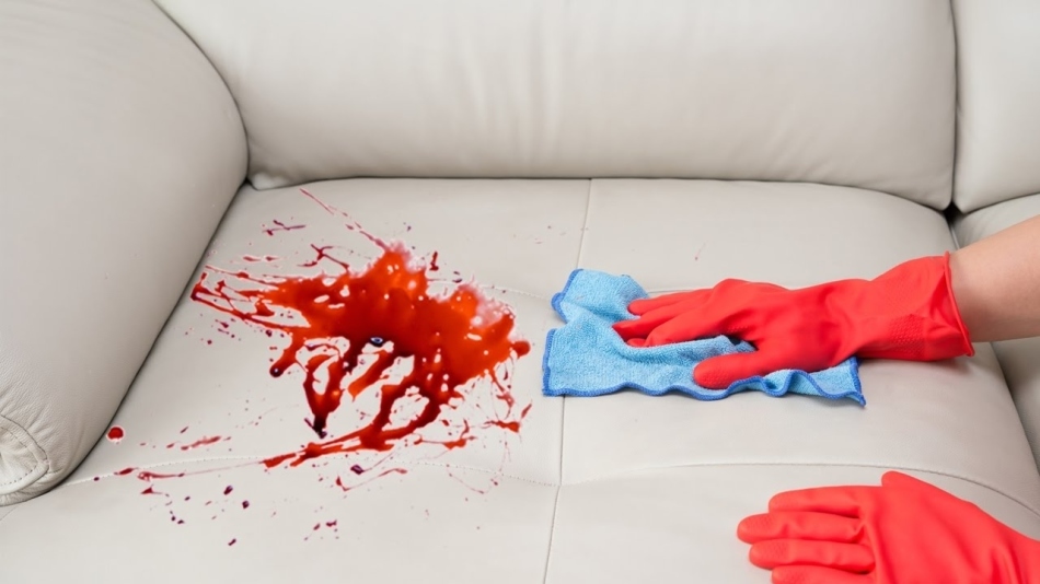 Чем отмыть кровь из ткани дивана?