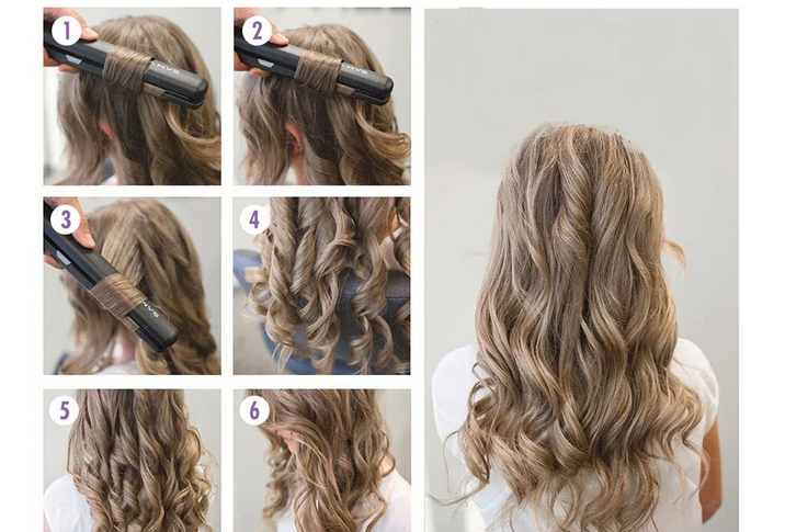 Step -by -step hair curl instructions with an iron
