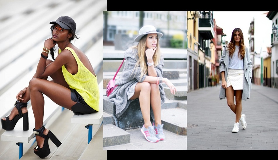 Sports chic in clothes on city streets