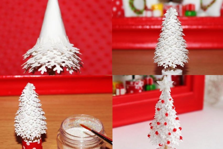 Fehér papír karácsonyfa
