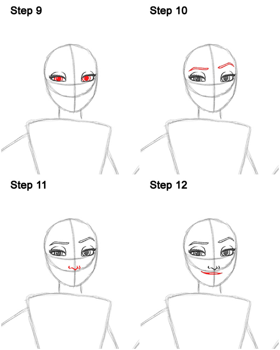 Как нарисовать Эльзу схема лица
