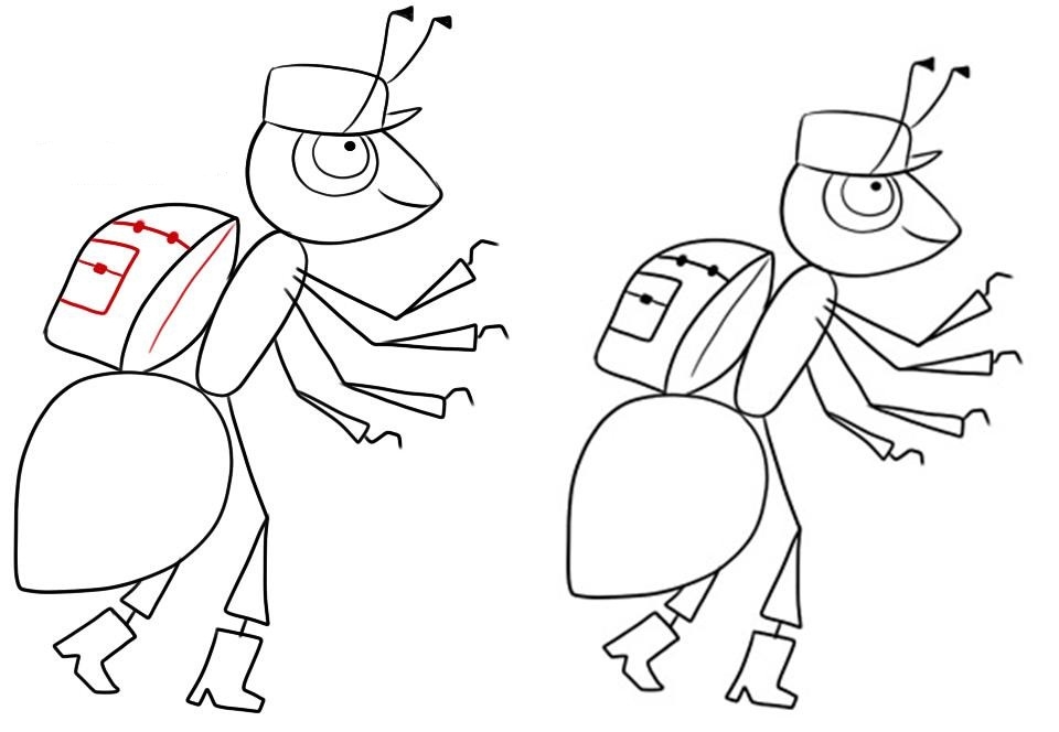 2. Как нарисовать туловище муравья