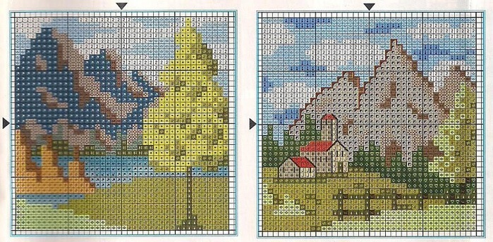 Scheme of simple landscape embroidery