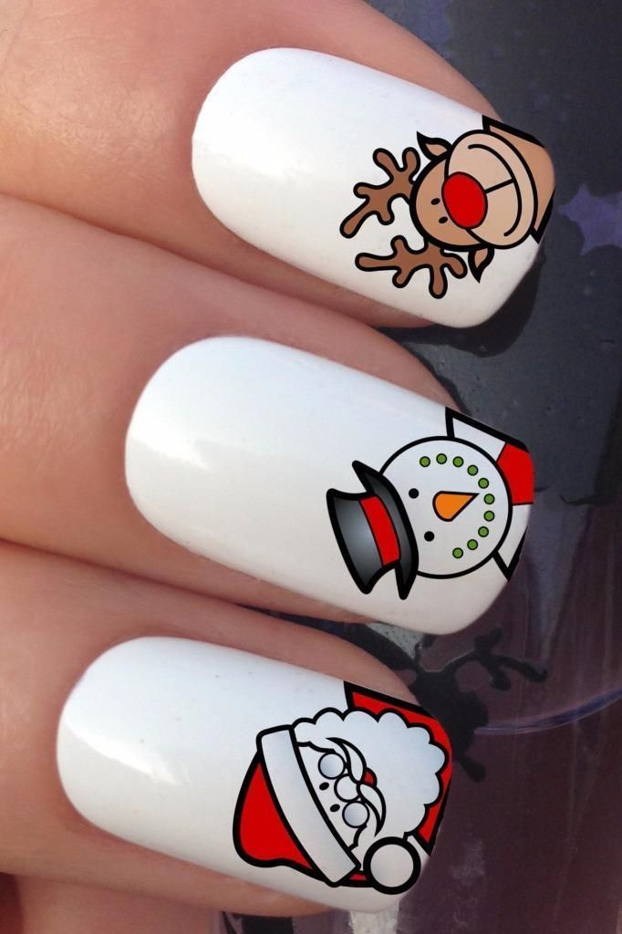 Manicure options with a snowman