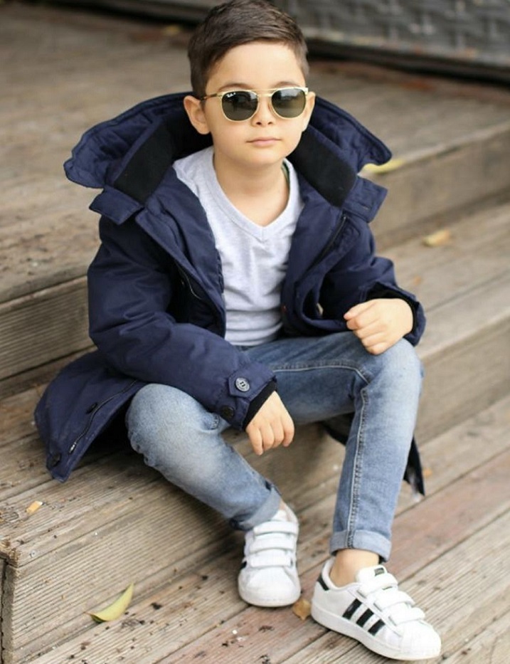 Winter jacket with a hood for a child