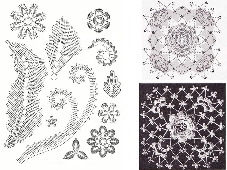Schemes of elements of Irish lace associated with hook, option 9
