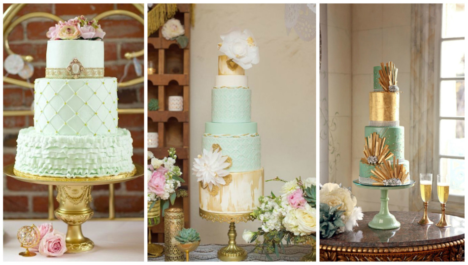 Mint cake combined with gold jewelry