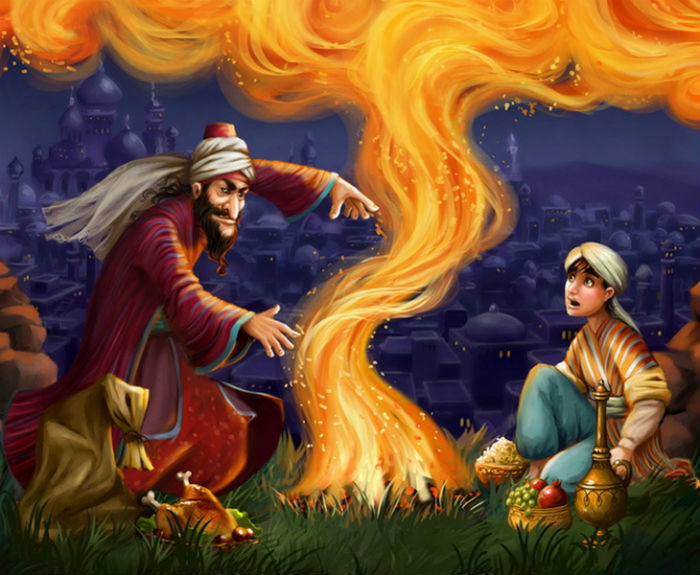 Pravljična tale o Aladdinovi čarobni svetilki za šolske počitnice - sprememba v novem dečku 