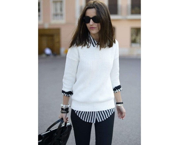 Fashionable female jumper knitting