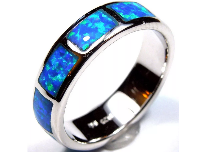 Мужское кольцо с камнем-талисманом имени — синим огненным опалом