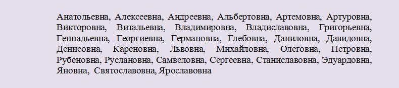 Имена подходящие к отчеству ильинична