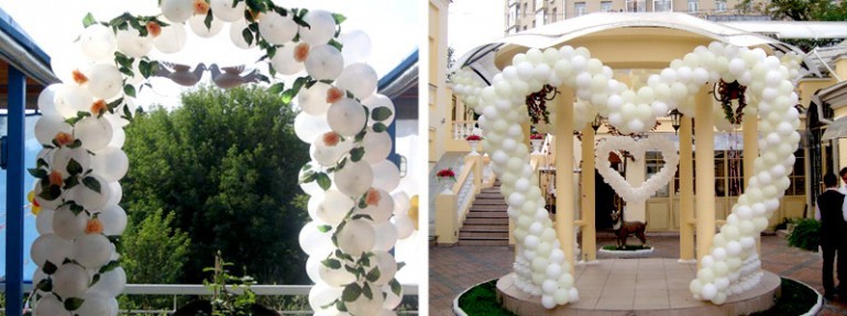 Ready -made ideas for decorating weddings with garlands from balls, example 12