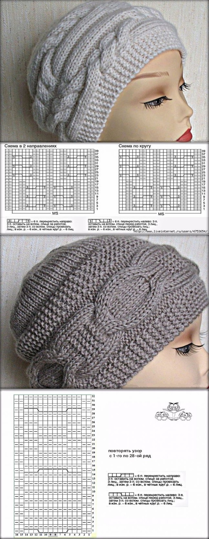 Вязание спицами шапки для женщин