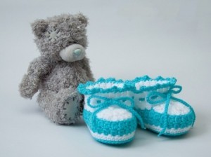 We knit booties for newborns