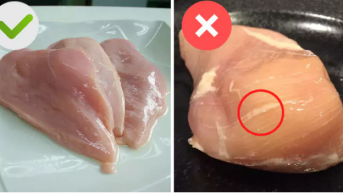 Сравнение хорошей курицы и случая, когда мясо курицы испортилось