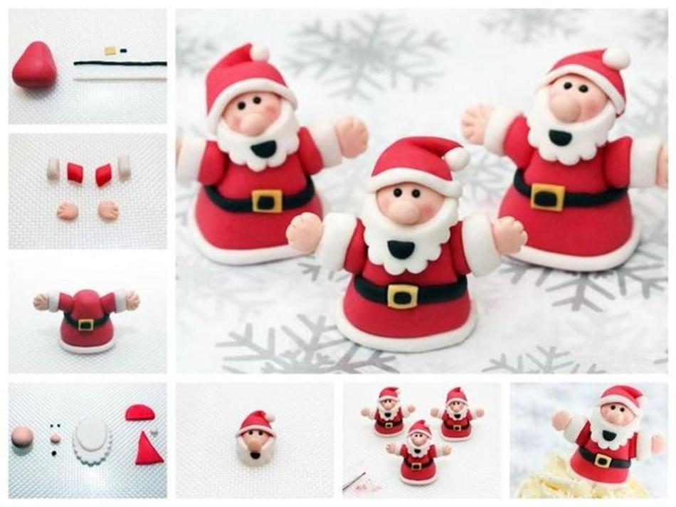 La séquence de création de la figure du Père Noël à partir de la pâte à la plasticine comme modèle de sculpture de la neige, exemple 3