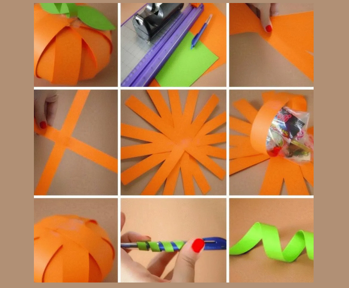 Voluminous flashlight in the form of pumpkin - folding pattern