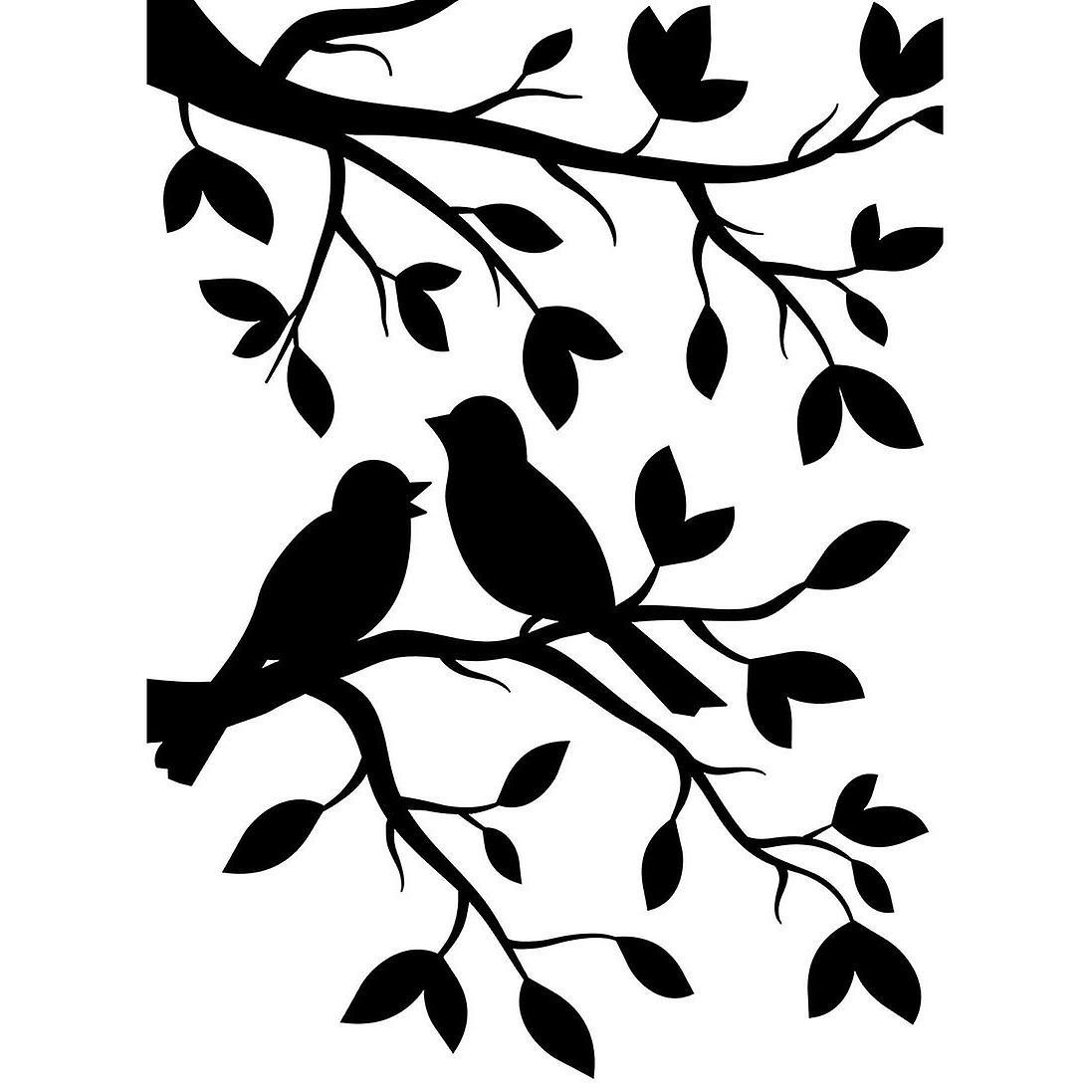 استنسیل پرنده روی شاخه برش کاغذ