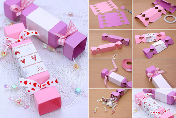 Схема сборки новогодней конфеты из бумаги
