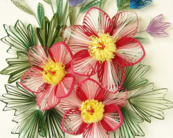 Bunga -bunga indah menggunakan teknik quilling. Bagaimana cara melakukan bunga gaya quilling?
