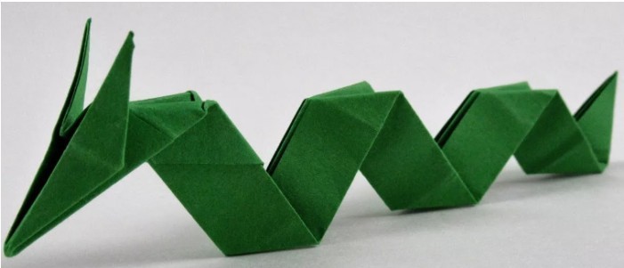Техника оригами — поделка змея