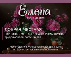 Feminine name Elena, Lena: Variants of the name. How can Elena be called, Lena is different?