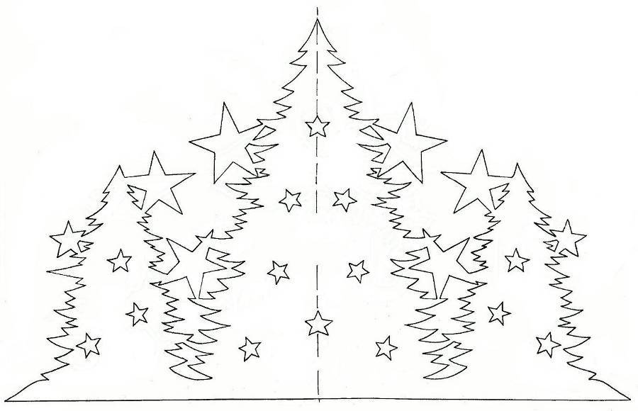 Papierschablonen für das Fenster - Weihnachtsbaum, Beispiel 4