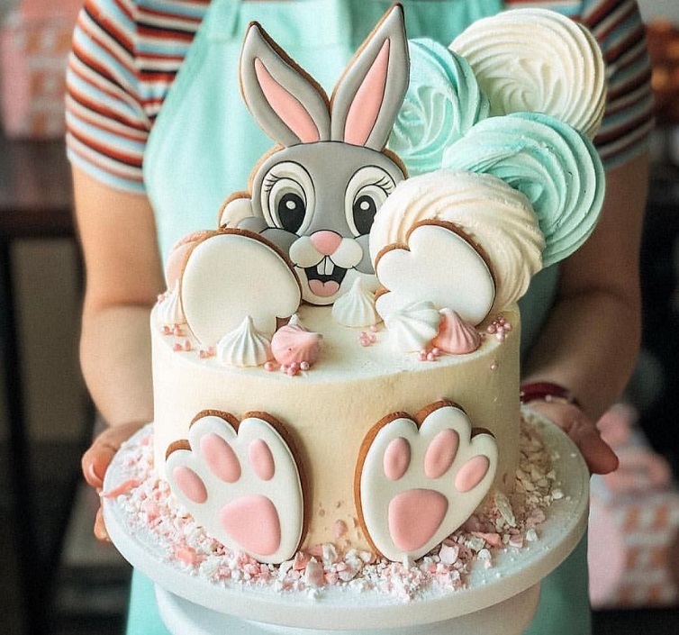 Dekorasi kue untuk tahun 2023 tahun kelinci yang baru