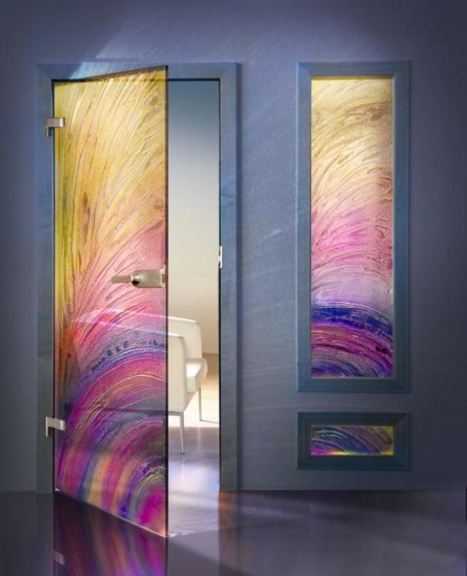 Варианты дизайна дверей в ванную комнату после обновления своими руками, пример 3