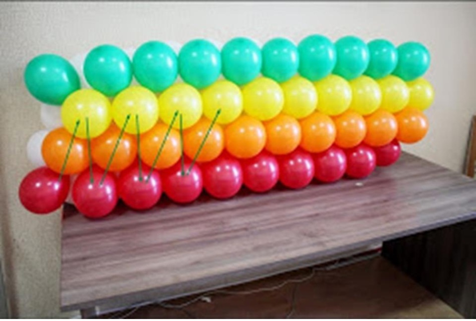 Схема соединения элементов радуги из воздушных шаров