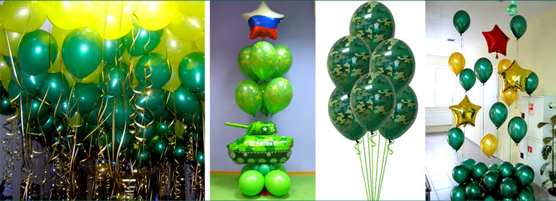 Διακόσμηση ιδέες με μπαλόνια αέρα των διακοπών στις 23 Φεβρουαρίου, Παράδειγμα 2