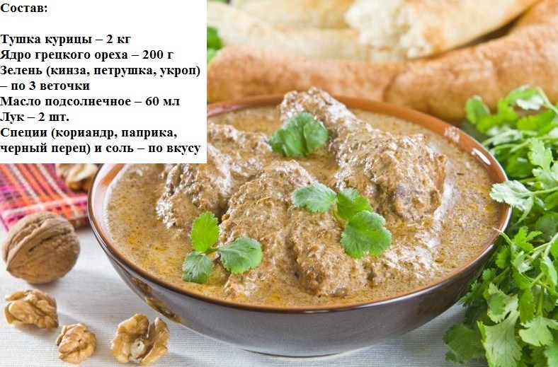 Сациви из курицы по грузински классический рецепт с фото