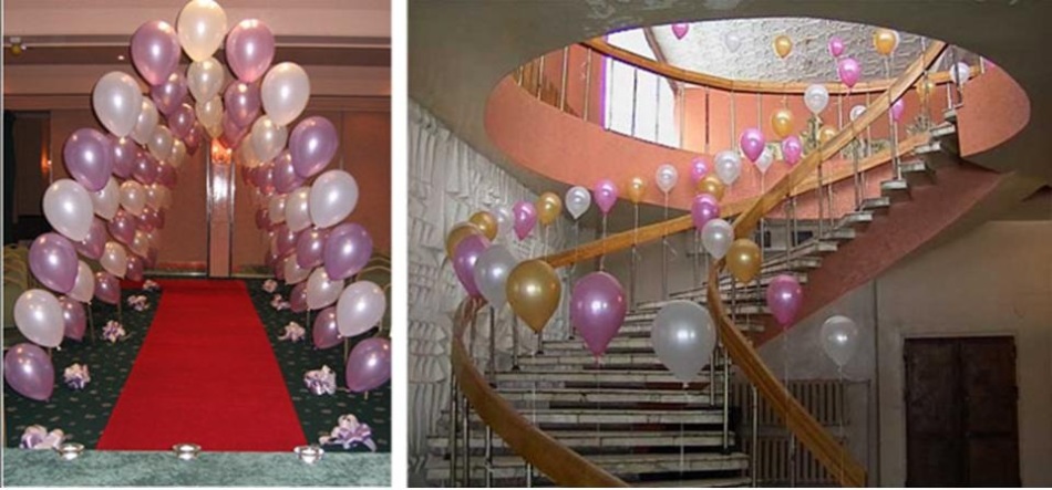Decoration with balloons on the railing, example 8